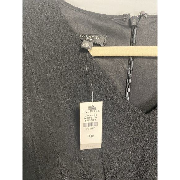 New $139 Talbots Jersey Polished Crepe Fit‎ & Flare Dress Gold Buckle Black 10P - Picture 4 of 5